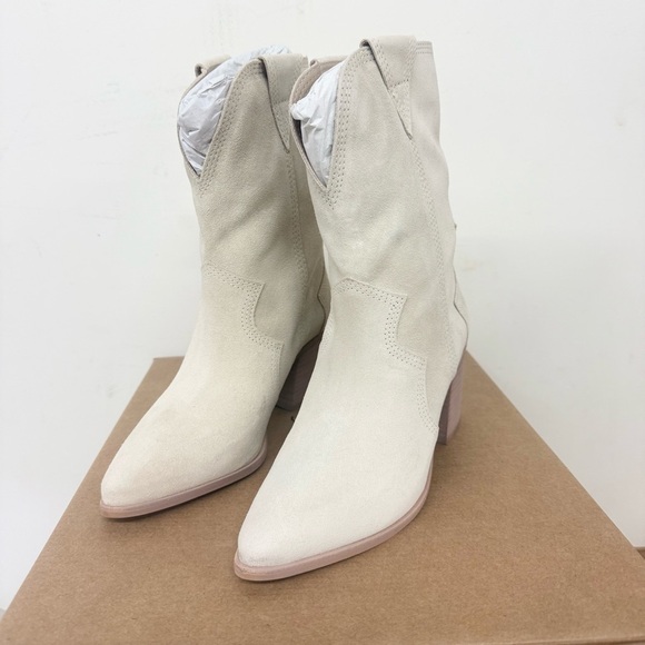 KAANAS Porto Pointed Toe Western Boot Suede Size 5 Stone - Picture 2 of 5
